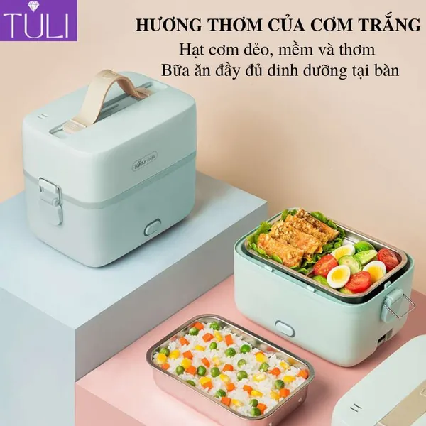 Hộp cơm điện cầm tay mini đa năng giữ nhiệt 2 tầng Bear DFH-B12E1