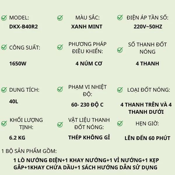 Lò Nướng Điện 40L Bear DKX-B40R2