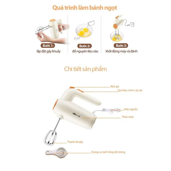Máy đánh trứng cầm tay Bear B01K1