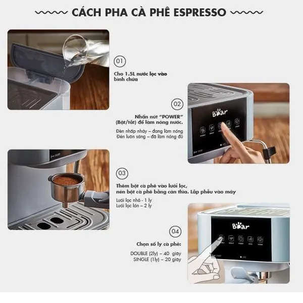 Máy pha cà phê Espresso tự động Bear B15V1