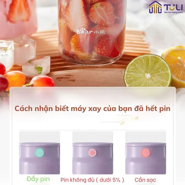 Máy xay sinh tố cầm tay mini tích điện Bear LLJ-Q04H6/Q04B5/Q03H7