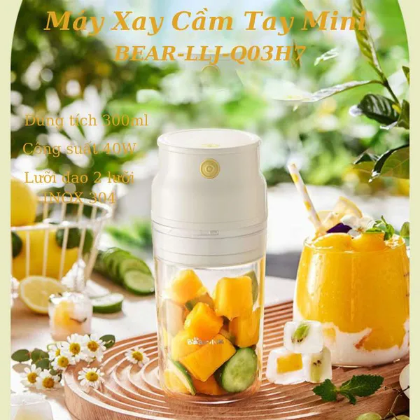 Máy xay sinh tố cầm tay mini tích điện Bear LLJ-Q04H6/Q04B5/Q03H7