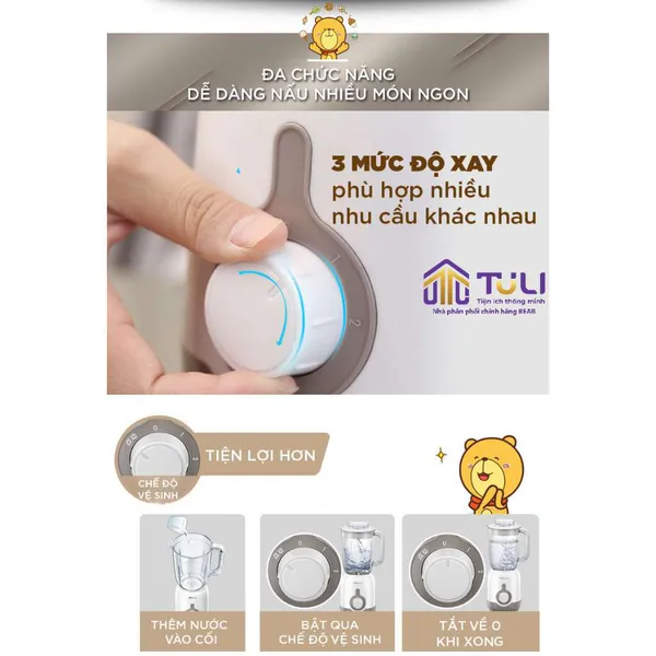 Máy xay sinh tố 3 in1 đa năng 1.2L Bear LLJ B12K1