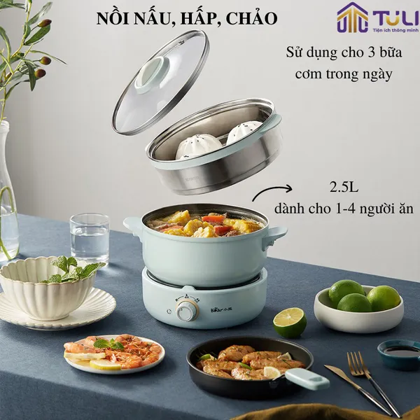 Nồi Lẩu Điện Đa Năng Bear DHG-B25B2 (Kèm chảo)