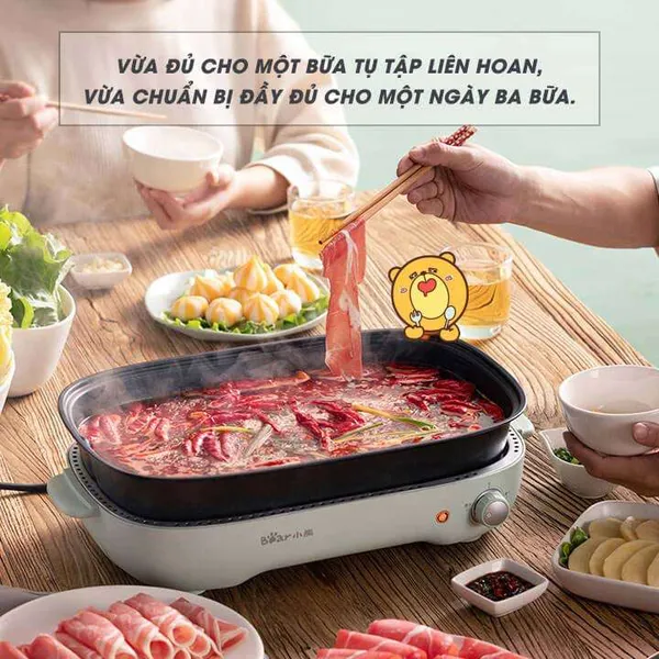 Nồi điện nấu lẩu và nướng 3 khay Bear DHG-C40D5