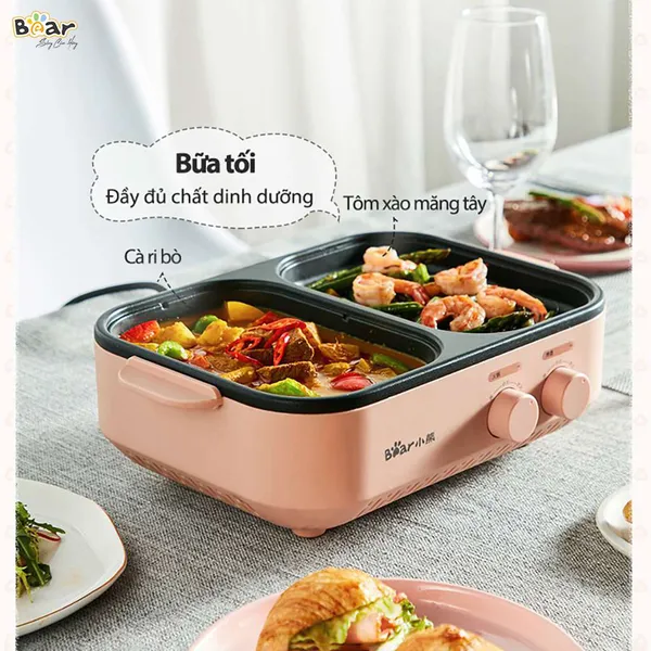 Nồi điện nấu lẩu và nướng 2 ngăn Bear DKL-C12D1