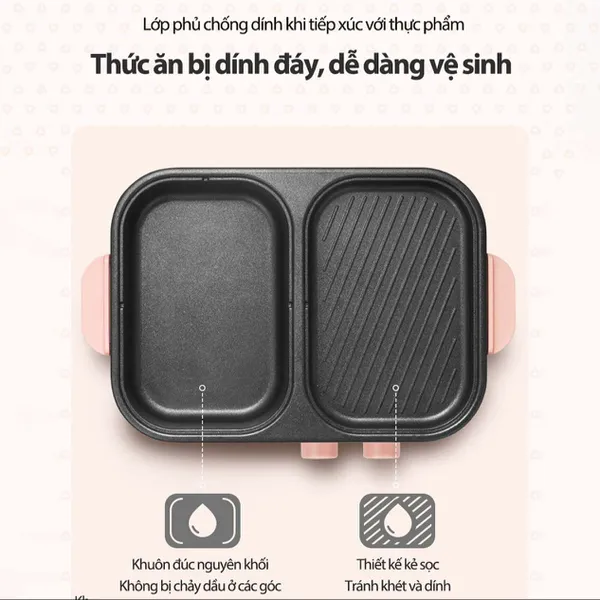Nồi điện nấu lẩu và nướng 2 ngăn Bear DKL-C12D1