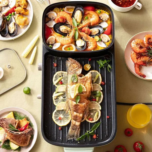 Nồi điện nấu lẩu và nướng 2 ngăn Bear DKL-C15G1