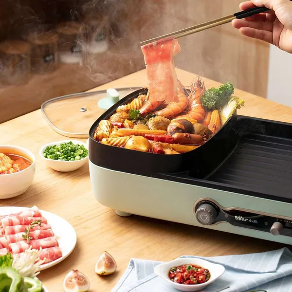 Nồi điện nấu lẩu và nướng 2 ngăn Bear DKL-C15G1