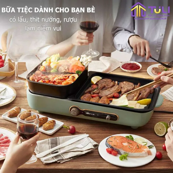 Nồi điện nấu lẩu và nướng 2 ngăn Bear DKL-C16C1