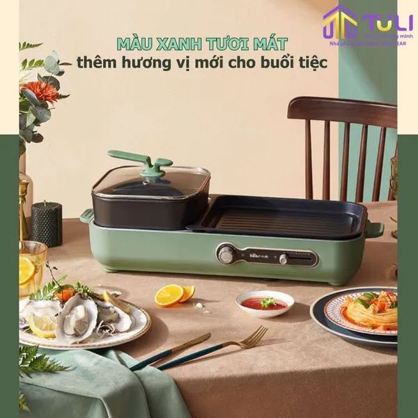 Nồi điện nấu lẩu và nướng 2 ngăn Bear DKL-C16C1