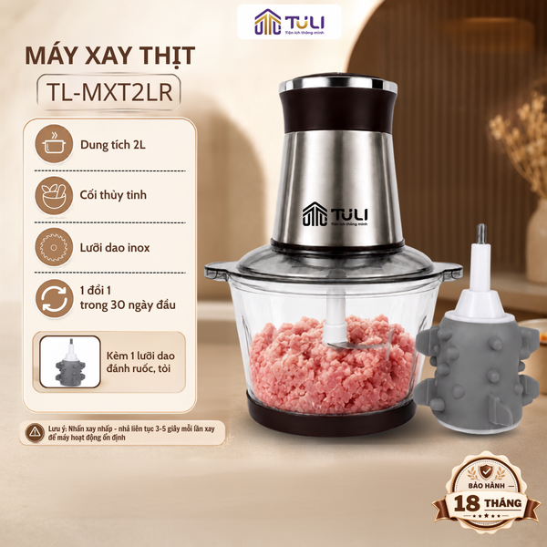 Máy xay thịt TULI TL-MXT2LR - dung tích 2L, kèm lưỡi đánh ruốc