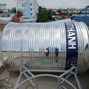 Công trình giao bồn inox Đại Thành 1000L đứng tại Củ Chi -  Đảm bảo bồn nguyên vẹn và lên vị trí an toàn