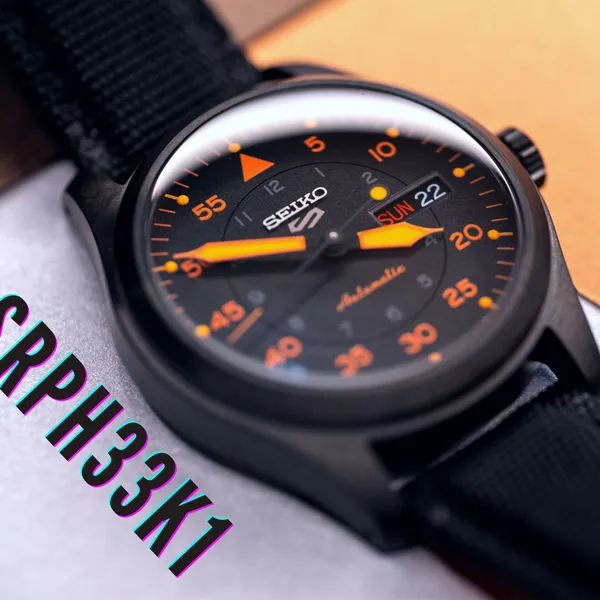 Seiko 5 Mens Black/Orange Sports Watch ( SRPH33K1 )  ( SRPH33K )