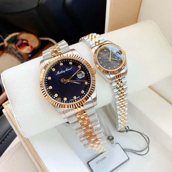 Cặp đôi đồng hồ Mathey Tissot D810BN H710BN màu demi gold