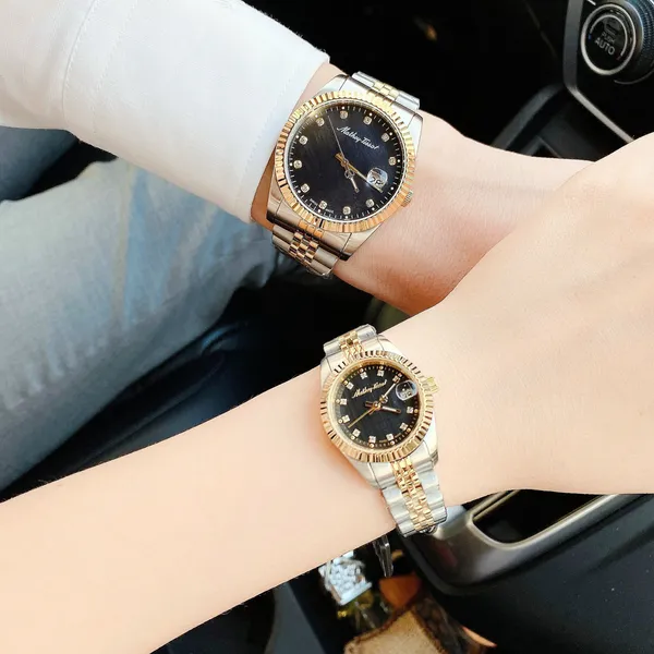 Cặp đôi đồng hồ Mathey Tissot D810BN H710BN màu demi gold