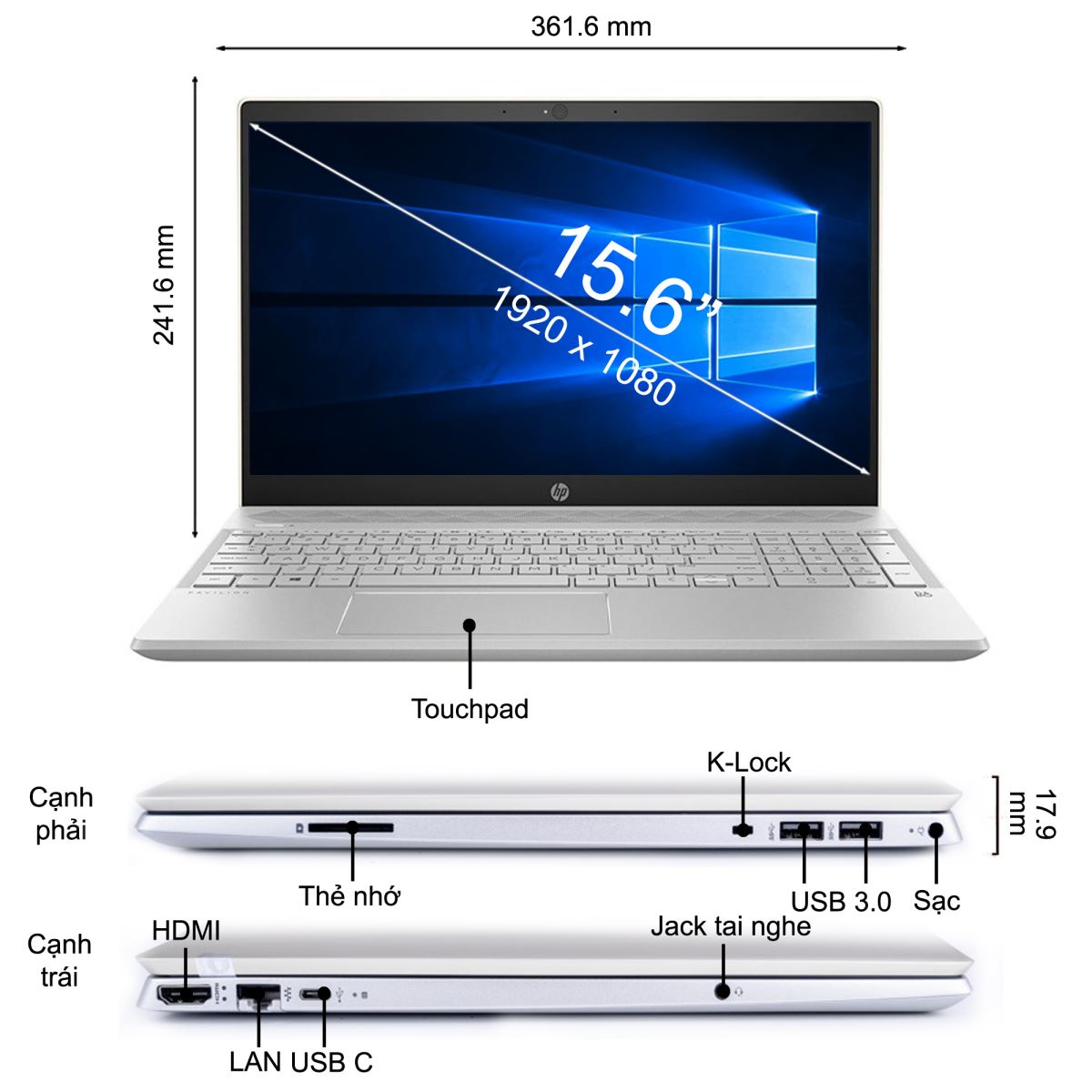 HP PAVILION 15-CS1044TX I5(8265U)/ 8GB/ 256GB SSD/ VGA 2GB MX130/ 15.6” FHD/ WIN 10/
