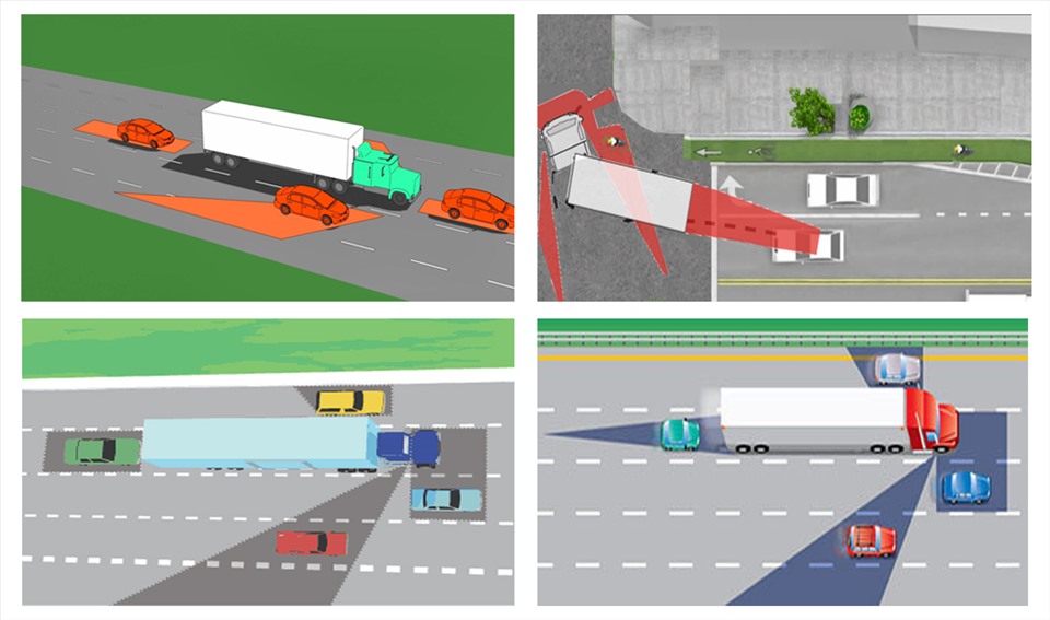 Kinh nghiệm lái xe an toàn với điểm mù xe tải - container