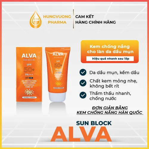 KEM CHỐNG NẮNG CHO DA DẦU MỤN ALVA WHITENING SUN BLOCK/SPF50+ PA +++
