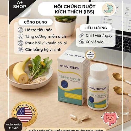 MEN VI SINH A+ Nutrion 35 TỶ PROBIOTIC - NHẬP KHẨU MỸ - HỘP 60 VIÊN