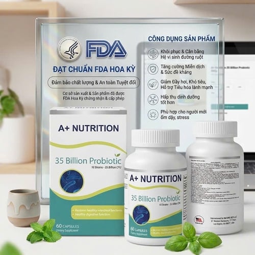 MEN VI SINH A+ Nutrion 35 TỶ PROBIOTIC - NHẬP KHẨU MỸ - HỘP 60 VIÊN
