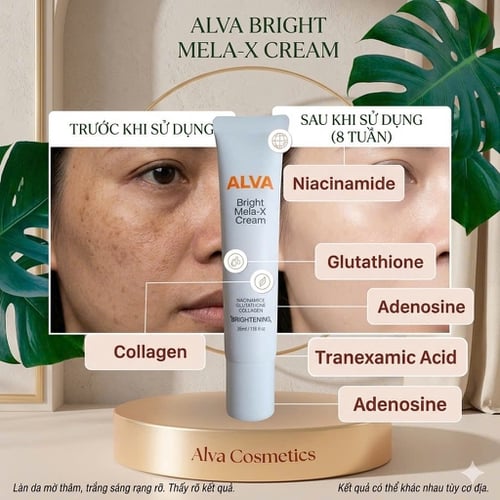 Kem Dưỡng Trắng Sáng Da Mờ Nám Alva Bright Mela-x Cream Hàn Quốc
