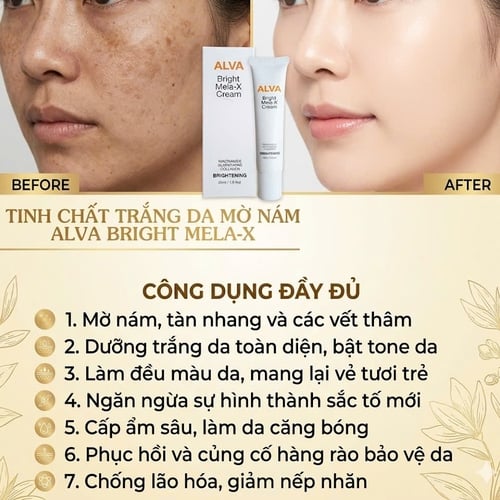 Kem Dưỡng Trắng Sáng Da Mờ Nám Alva Bright Mela-x Cream Hàn Quốc