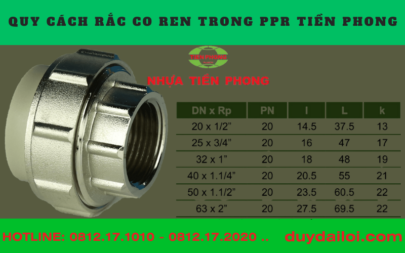 Các quy cách Rắc co ren trong ppr tiền phong Các quy cách Rắc co ren trong ppr tiền phong