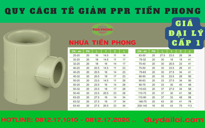 Các quy cách Tê giảm ppr tiền phong Các quy cách Tê giảm ppr tiền phong