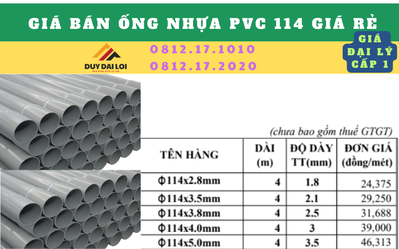 Ống nhựa PVC D114 giá rẻ Ống nhựa PVC D114 giá rẻ