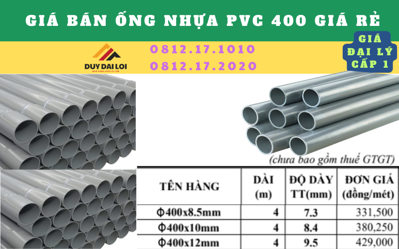 Giá bán ống pvc d400 giá rẻ Giá bán ống pvc d400 giá rẻ