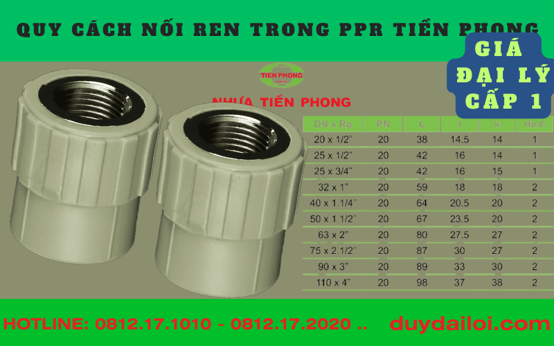 Các quy cách Nối ren trong ppr tiền phong Các quy cách Nối ren trong ppr tiền phong