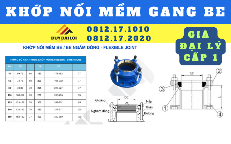 Thông số kỹ thuật của Mối nối mềm BE Thông số kỹ thuật của Mối nối mềm BE