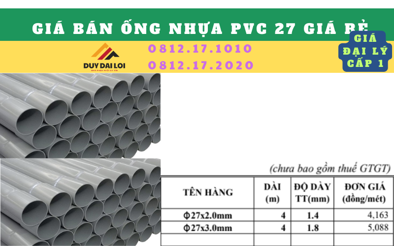 Ống nhựa PVC D27 giá rẻ Ống nhựa PVC D27 giá rẻ