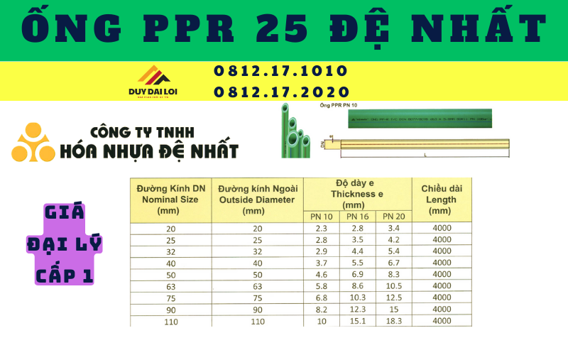 Ống PPR 25 Đệ Nhất Ống PPR 25 Đệ Nhất