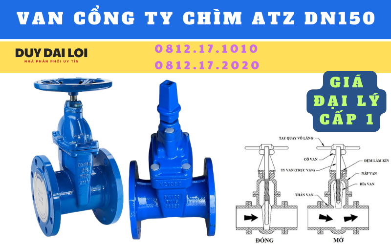 van cổng ty chìm atz dn150 van cổng ty chìm atz dn150