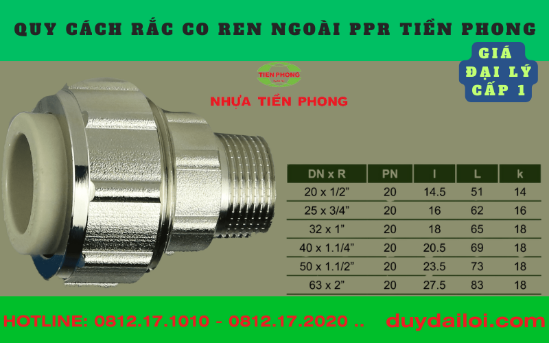 Các quy cách Rắc co ren ngoài ppr tiền phong Các quy cách Rắc co ren ngoài ppr tiền phong