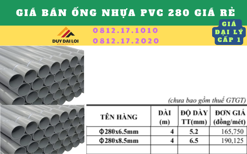 Giá bán ống pvc d280 giá rẻ Giá bán ống pvc d280 giá rẻ