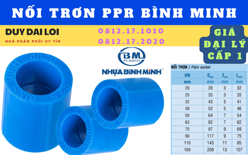 Thông số nối trơn ppr bình minh Thông số nối trơn ppr bình minh