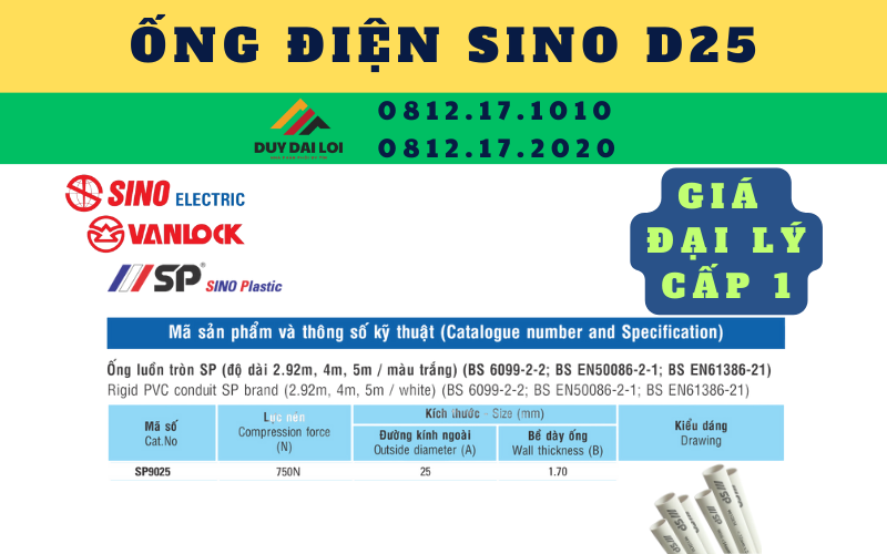 Ống điện Sino D25 Ống điện Sino D25