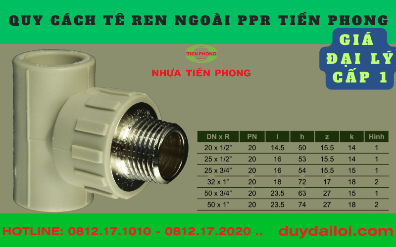 Các quy cách Tê ren ngoài ppr tiền phong Các quy cách Tê ren ngoài ppr tiền phong