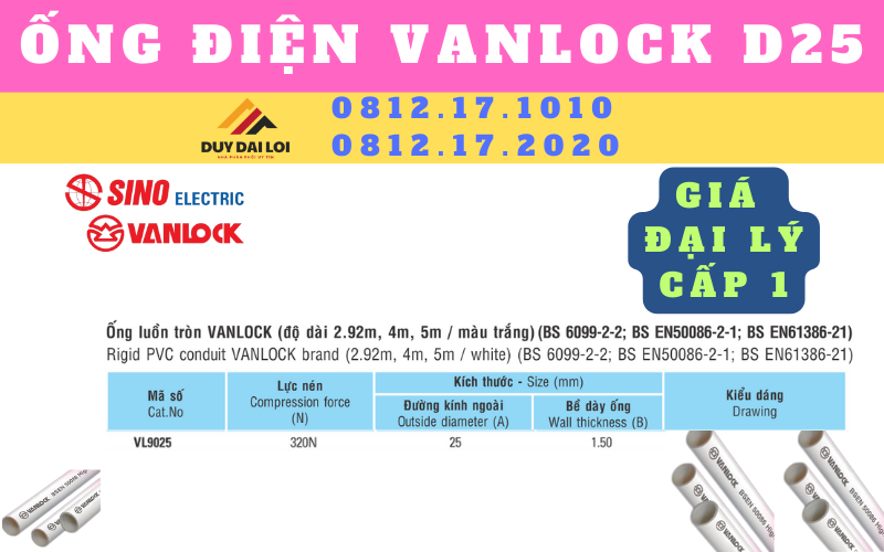 Ống điện Vanlock D25 Ống điện Vanlock D25