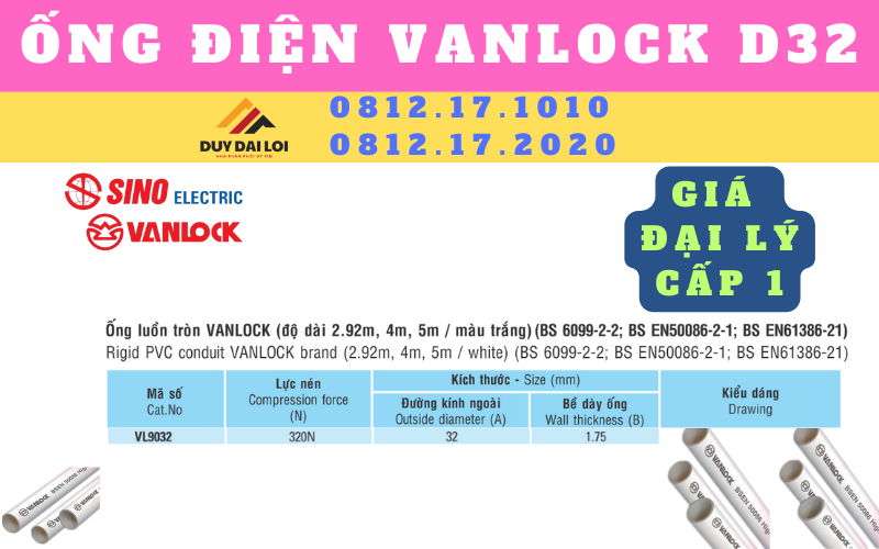 Ống điện Vanlock D32 Ống điện Vanlock D32