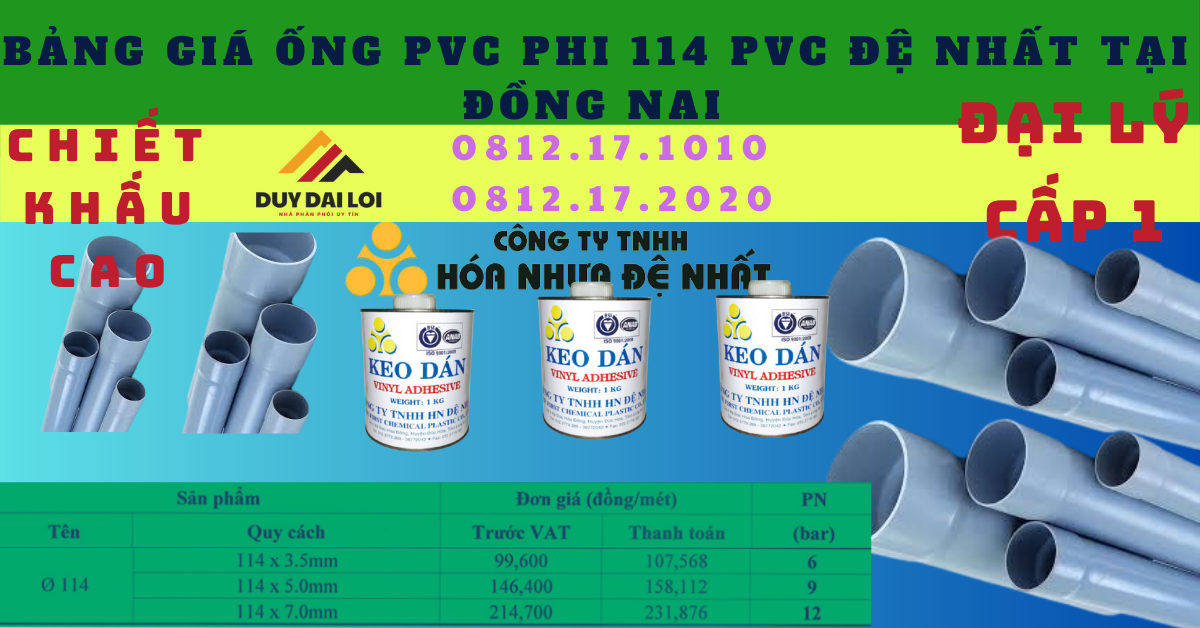 Bảng giá ống nhựa PVC 114 Đệ Nhất Tại Đồng Nai Bảng giá ống nhựa PVC 114 Đệ Nhất Tại Đồng Nai