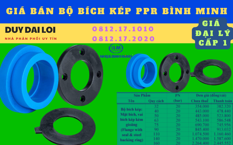 Gía bán bộ mặt bích( bộ bích kép) ppr bình minh Gía bán bộ mặt bích( bộ bích kép) ppr bình minh