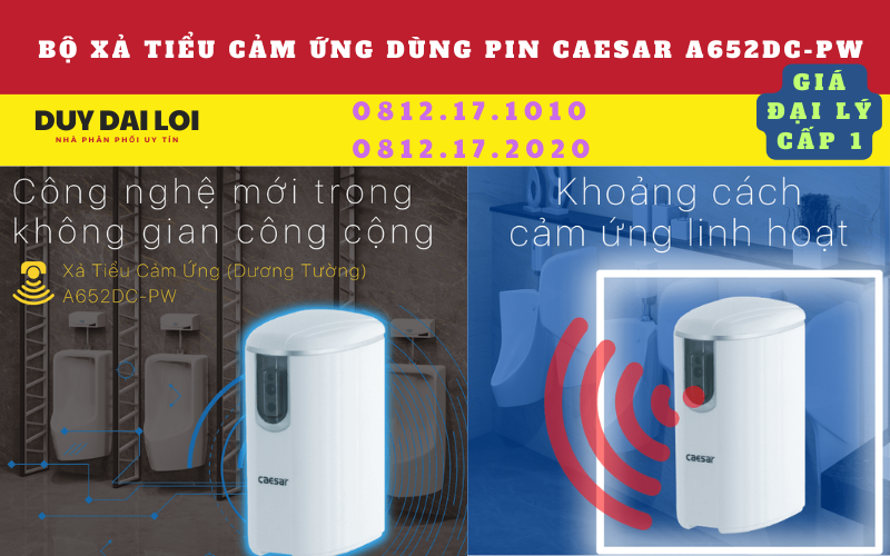 Van xả tiểu cảm ứng dùng pin caesar A652DC-PW Van xả tiểu cảm ứng dùng pin caesar A652DC-PW