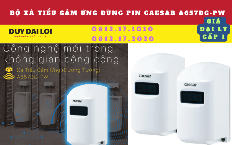 Van xả tiểu cảm ứng dùng pin caesar A657DC-PW Van xả tiểu cảm ứng dùng pin caesar A657DC-PW