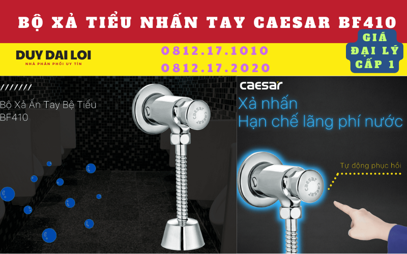 Bộ xả tiểu nhấn tay caesar BF140 Bộ xả tiểu nhấn tay caesar BF140