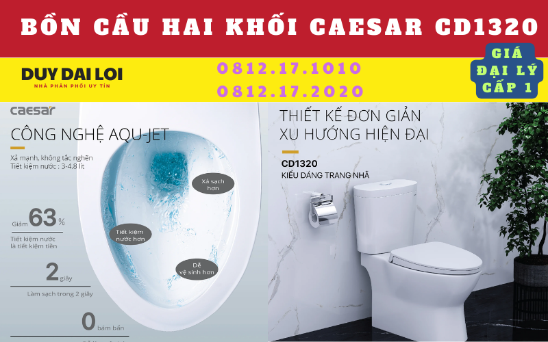 Bồn cầu hai khối cd 1320 caesar Bồn cầu hai khối cd 1320 caesar