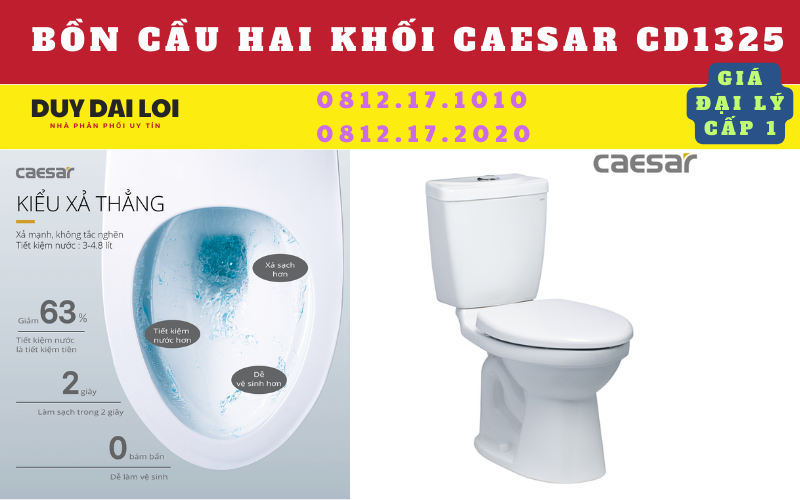 Bồn cầu hai khối cd 1325 caesar Bồn cầu hai khối cd 1325 caesar